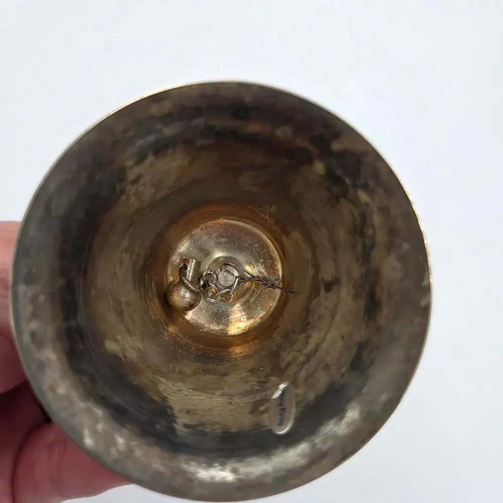 Vintage Silver Plated Metal Hand Bell Tarnish Finish Hong Kong